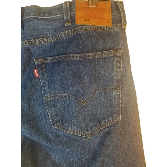 Levi's 501 Button Fly Blue Jeans straight leg Men's‎ Size 40x32 - Picture 7 of 8
